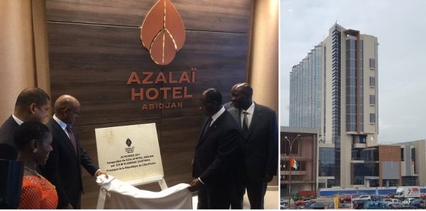 Le président ivoirien Alassane Ouattara inaugurant l&#039;hôtel Azalaï d&#039;Abidjan