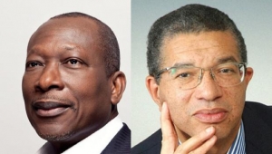 Patrice Talon (G) et Lionel Zinsou (D) sont arrivés en tête au 1er tour de l&#039;élection présidentielle au Bénin, le 6 mars 2016. © RFI/Montage