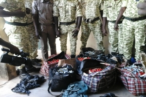 Des munitions saisies à Pogo (Ouangolodougou), dernier poste des douanes ivoiriennes avant la frontière avec le Mali/Ph. AIP